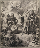 KG 06541
<br/>
Op de verbeelding der overkomst van Karel III (=keizer Karel VI)
<br/>
<em>Hooghe, Romeyn de (1645-1708)</em>